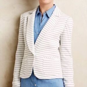 Cartonnier Anthropologie White and Gray Textured Blazer